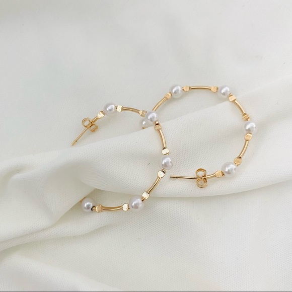 Pearl Beaded Hoops - Picture 8 of 9